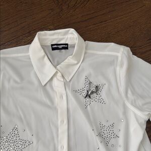 Karl Lagerfeld Ivory Blouse with Metallic Star Details